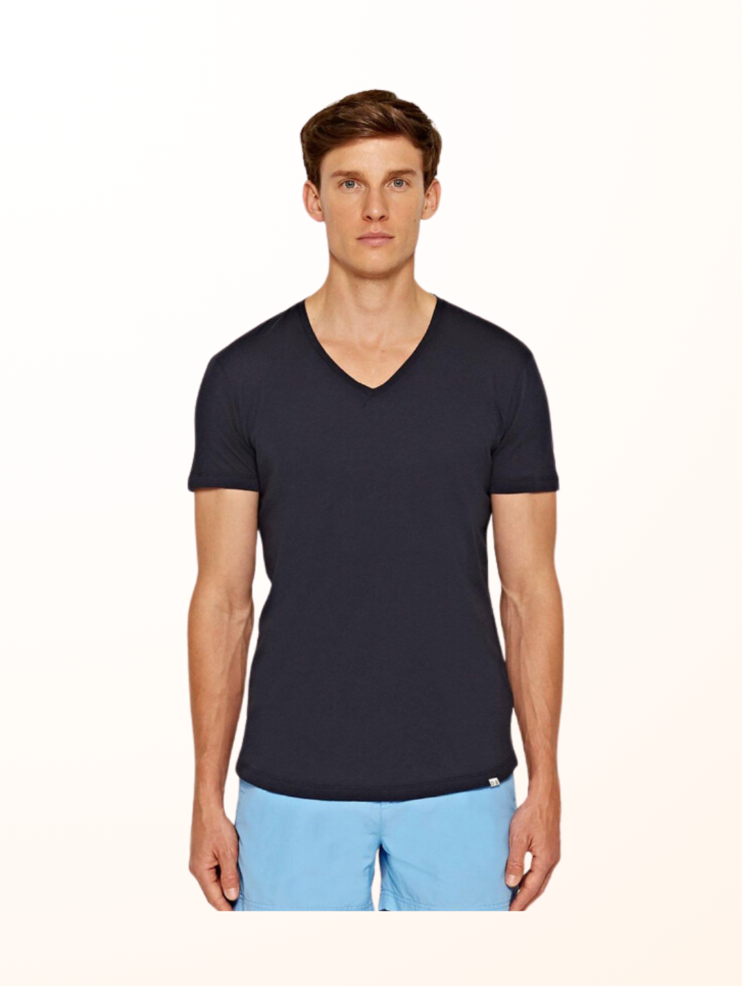 V Neck Slim Fit Cotton T-Shirt Size XS