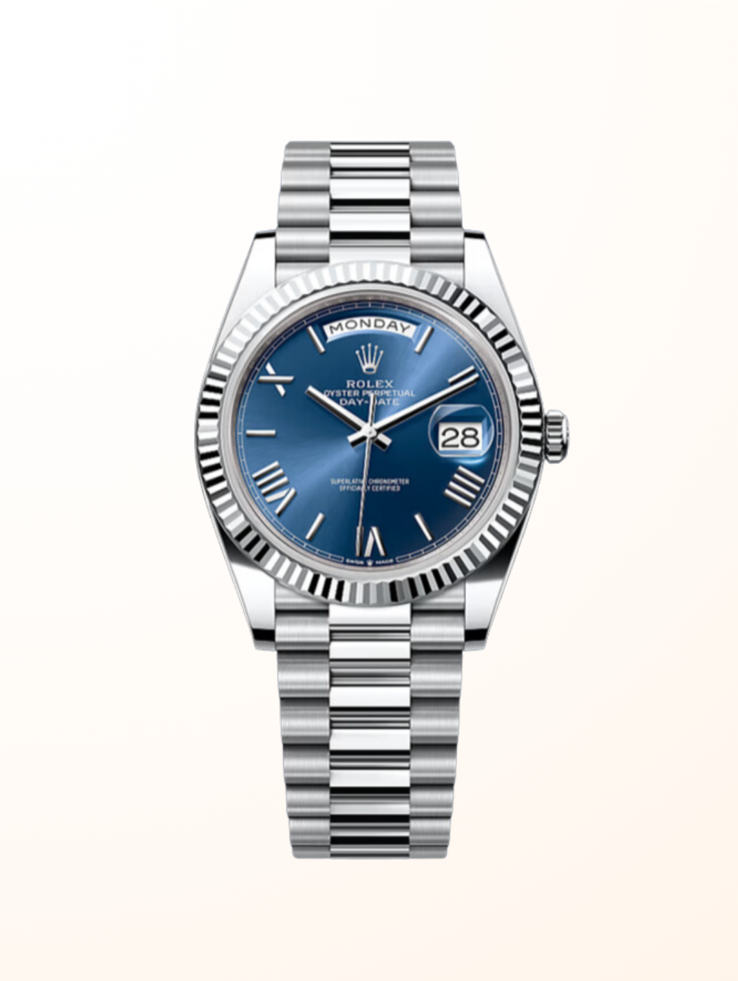 Day-Date 40 Platinum Blue Roman