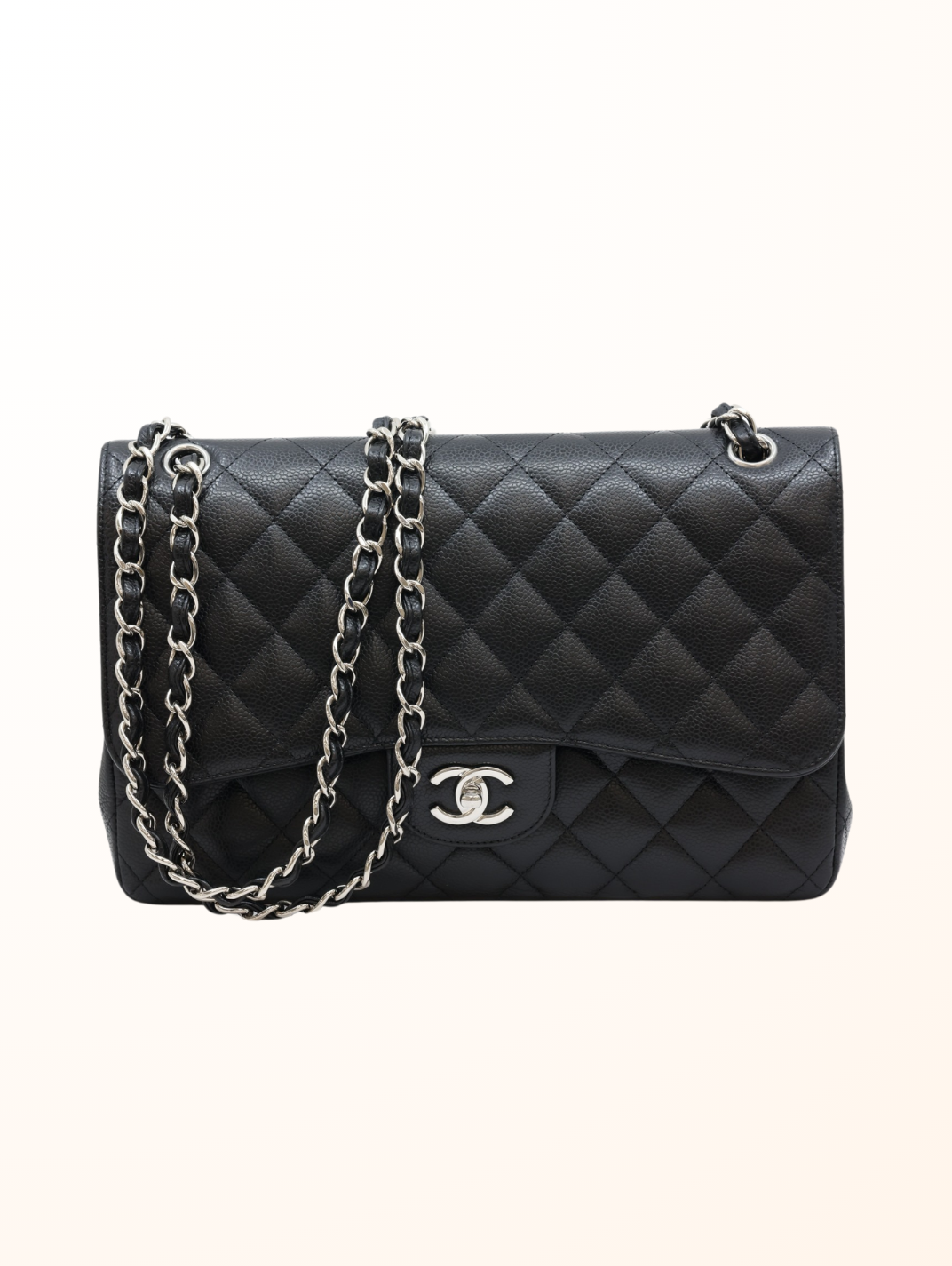 Caviar Skin Double Flap Chain Bag