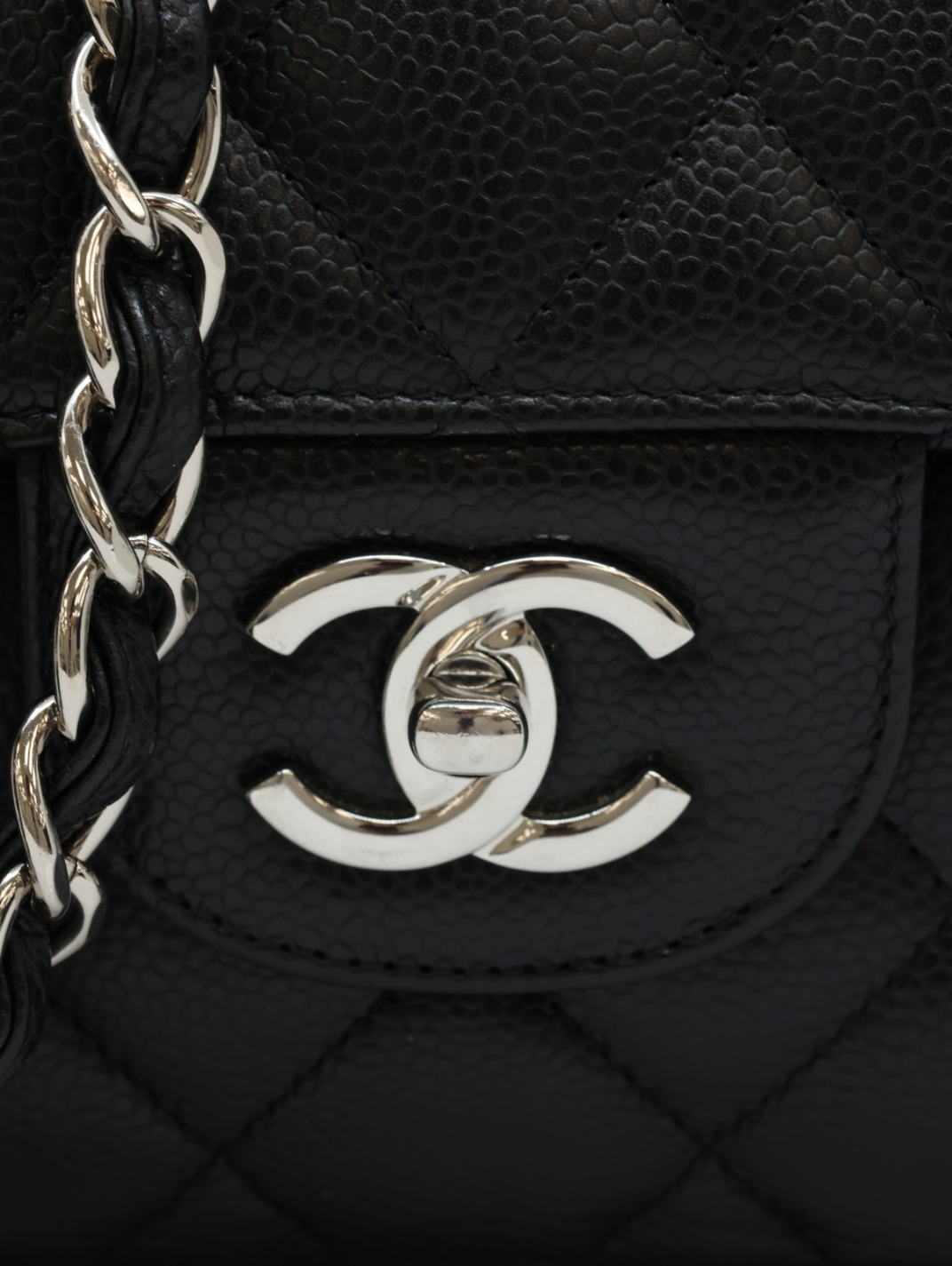 Caviar Skin Double Flap Chain Bag