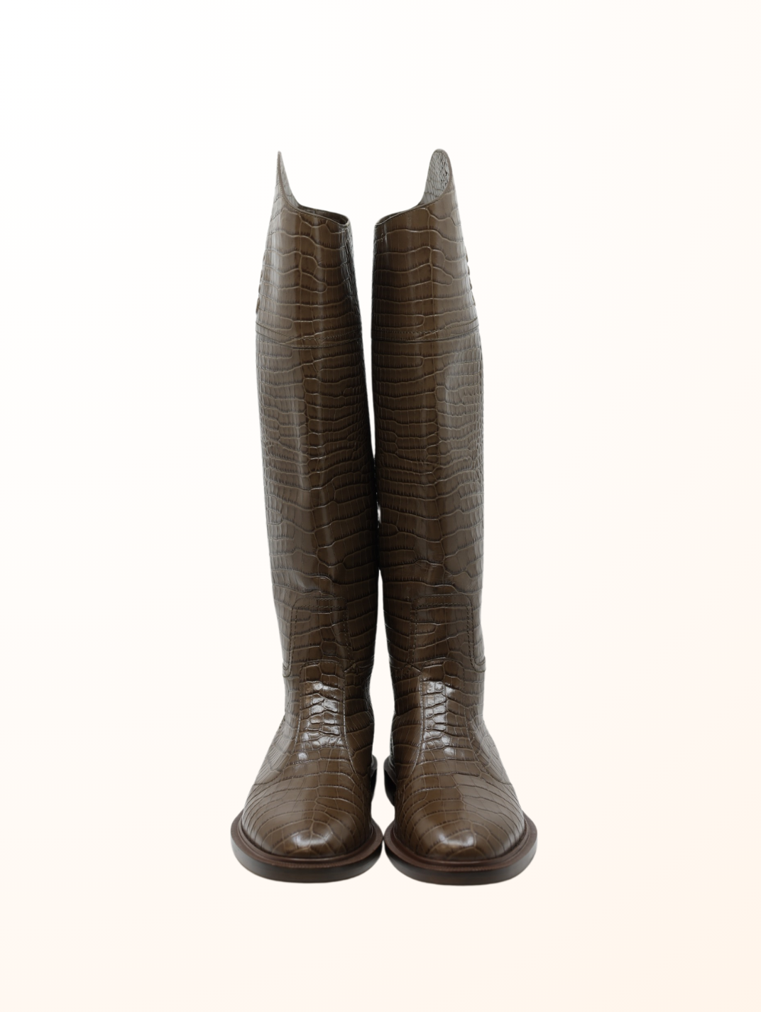 Crocodile Leather Knee Length Boots