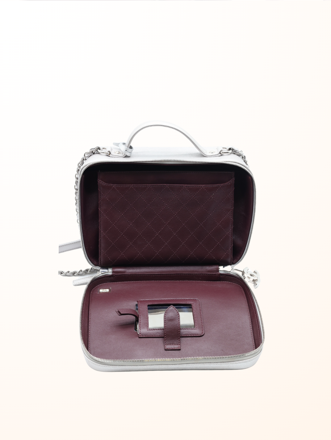 Caviar Vanity Case Silvery Shoulder Bag